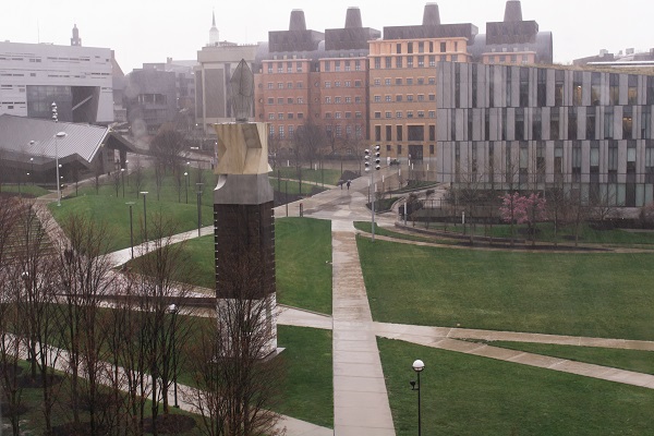 Rainy day on college campus